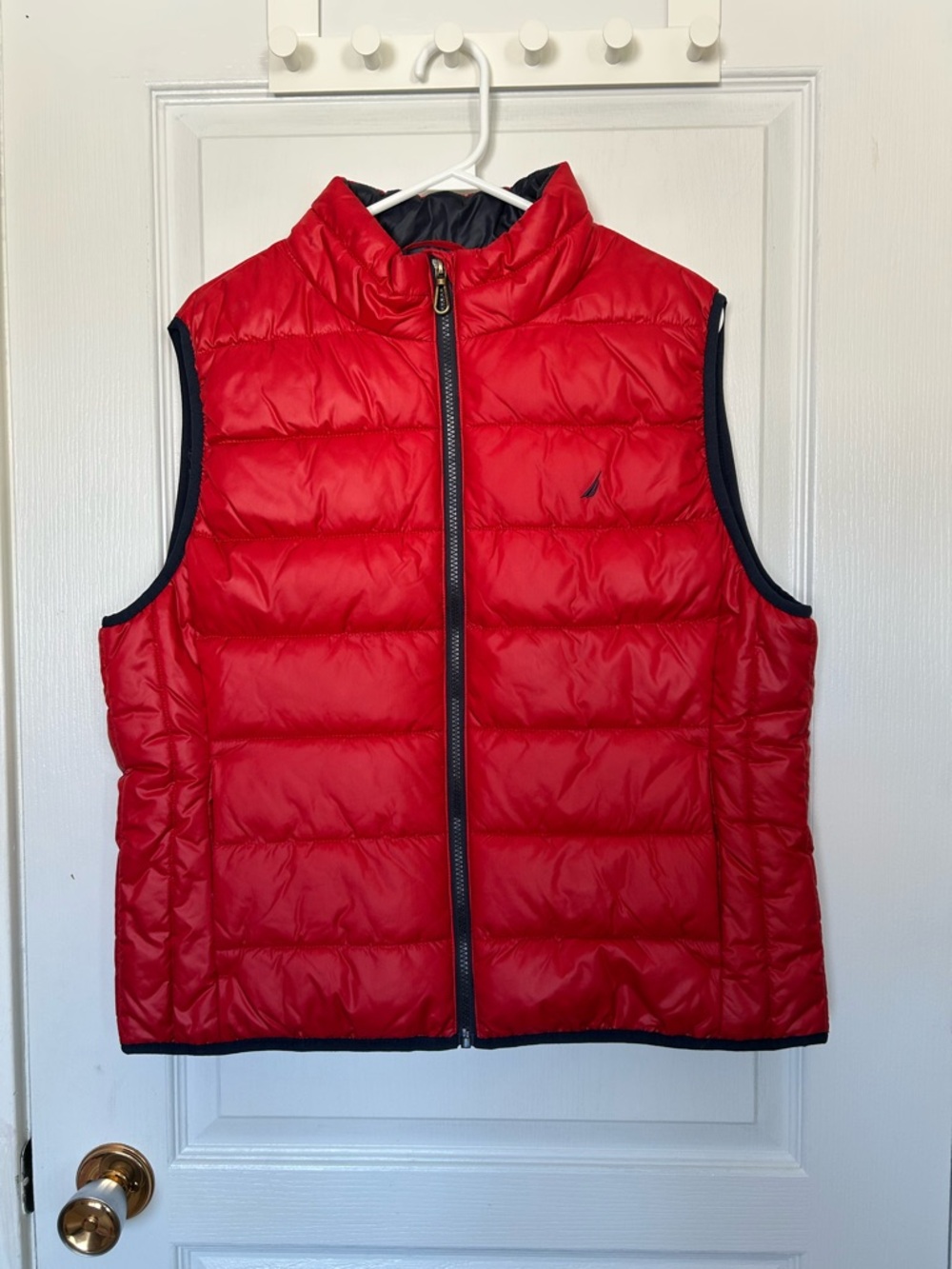 Nautica Jeans Navy and Red Puffer Vest XL Full Zipper Front New